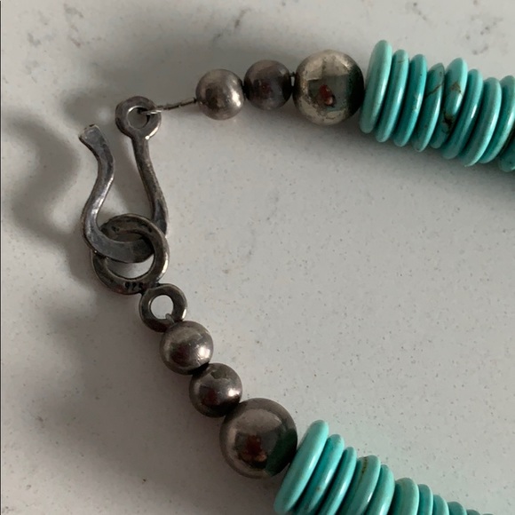Genuine turquoise and silver necklace - Picture 5 of 6